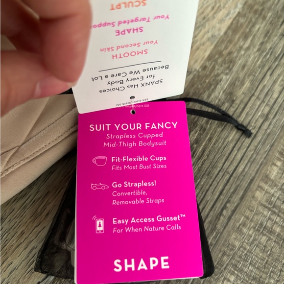 Spanx suit your fancy cupped mid thigh bodysuit size large NWT champaigne beige - Picture 5 of 9